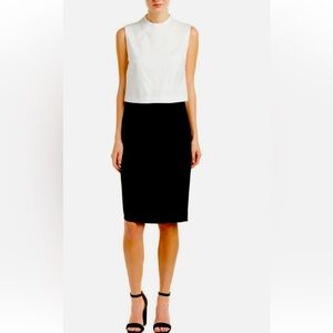 NWT Diane Von Furstenberg Tali Popover Sleeveless Sheath Dress Ivory Black 6